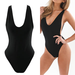 One Piece Backless Deep V Neck Bodysuit