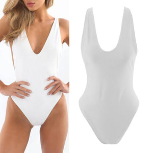 One Piece Backless Deep V Neck Bodysuit